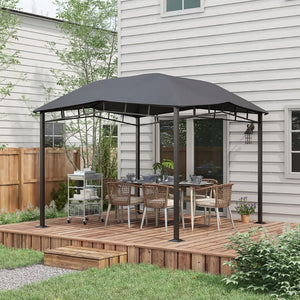 English Elm Outsunny 10' X 10' Modern Soft Top Patio Gazebo With Geometric Canopy - Durable All-Weather Frame, Gray W2225P200939-GIGA