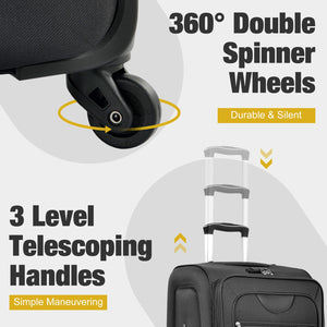 English Elm Softside Expandable Spinner Luggage Set with Tsa Lock Duffel Polyester Travel Black N732P201004B