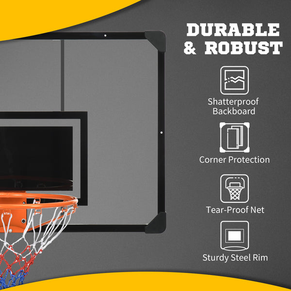 English Elm Soozier Wall Mount Basketball Hoop Shatterproof Backboard Steel Rim Outdoor Indoor W2225P200460
