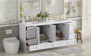 English Elm 72-inch Shaker Double Bathroom Vanity with Resin Basin and Soft Close Storage N729P000030K