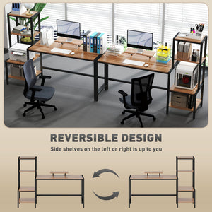 English Elm Homcom Industrial Writing Desk with Four Tier Shelving and Built in Monitor Riser W2225P485636