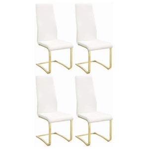English Elm Whittingham Luxurious White and Gold Upholstered Dining Side Chairs Set of 4 — High-Back Comfort, Metal Legs B062P328699