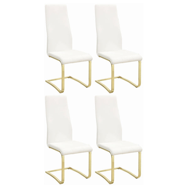 English Elm Whittingham Luxurious White and Gold Upholstered Dining Side Chairs Set of 4 — High-Back Comfort, Metal Legs B062P328699