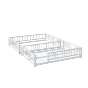 English Elm Full Full XL over Queen Metal Bunk Bed Frame with Ladder, Guardrails & Sturdy Space-Saving Design White N709P277757K