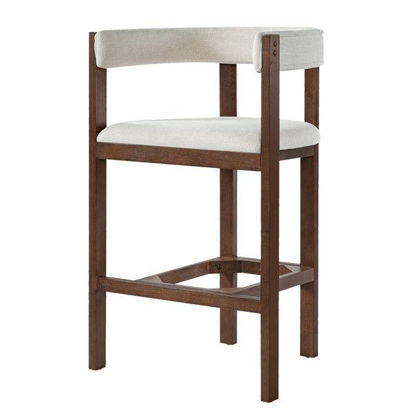 English Elm Bar Stools Set of 2 Rubberwood Barrel Back Counter Height Kitchen Island Seating Beige N771P375076D
