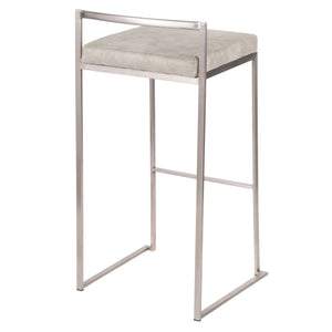 English Elm Contemporary Stackable Steel Counter Stools Padded Fabric Seats for Kitchen Islands Set of 2 B202P222167