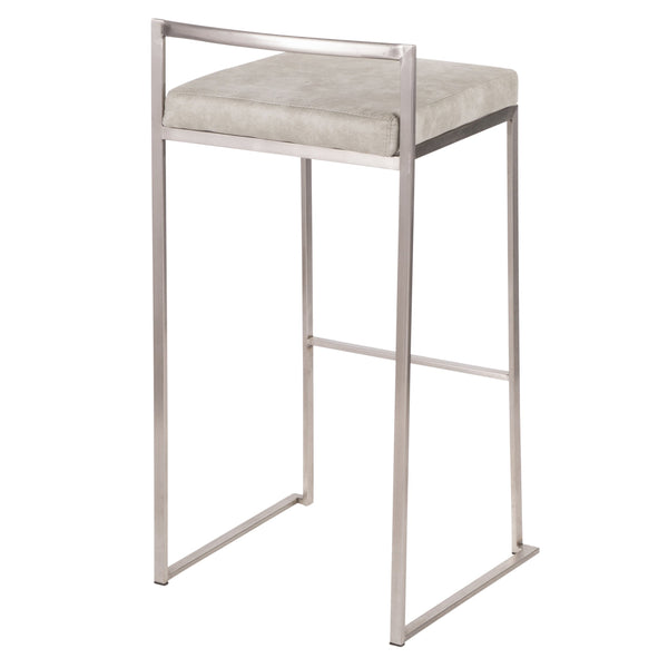 English Elm Contemporary Stackable Steel Counter Stools Padded Fabric Seats for Kitchen Islands Set of 2 B202P222167