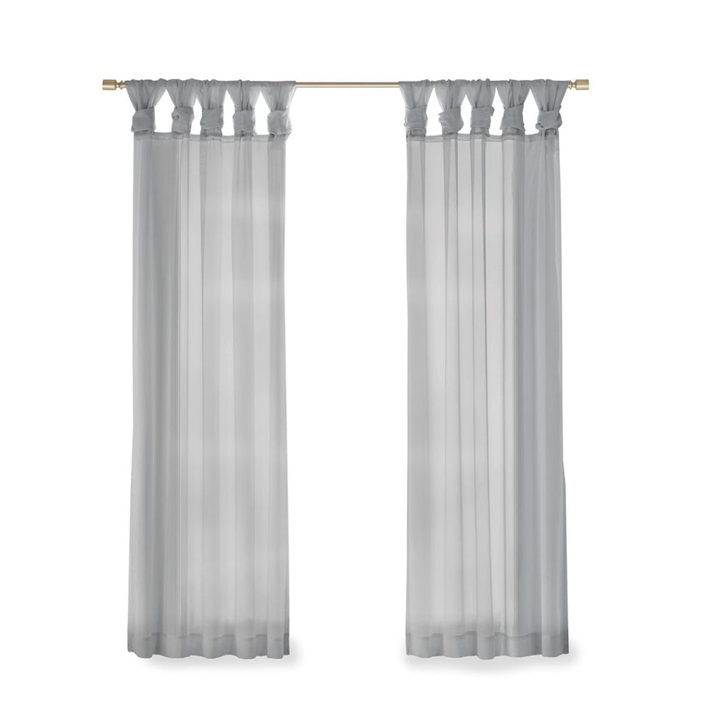 English Elm Twist Voile Sheer Window Panels - Elegant Soft Light Filter With Decorative Twist Tab Header, 2-Pack B03598216-GIGA
