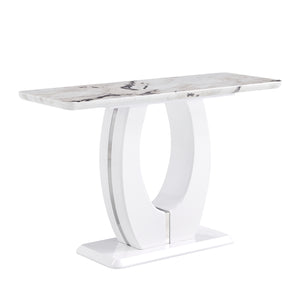 English Elm Modern Glossy White Rectangular Counter Bar Table 47.24"x18.11"x29.52" — Durable MDF, Easy Assembly, Multiuse Decor W1151S00487