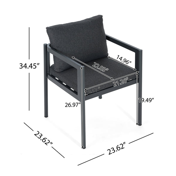 English Elm Outdoor Aluminum Patio Dining Chairs Set of 2 with Cushions Rust Proof Frame N779P369116G