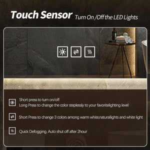 English Elm 28*36 Inch Led Backlit Bathroom Vanity Mirror Anti-fog Wall Mount Dimmable 3 Tones W2709P428061