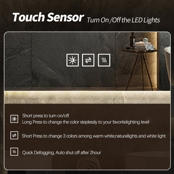 English Elm 28*36 Inch Led Backlit Bathroom Vanity Mirror Anti-fog Wall Mount Dimmable 3 Tones W2709P428061