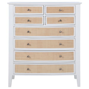 English Elm Talia Eight Drawer Chest with Rattan Fronts and Felt Lined Coastal Bedroom Storage B062P440322