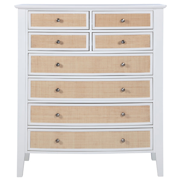 English Elm Talia Eight Drawer Chest with Rattan Fronts and Felt Lined Coastal Bedroom Storage B062P440322