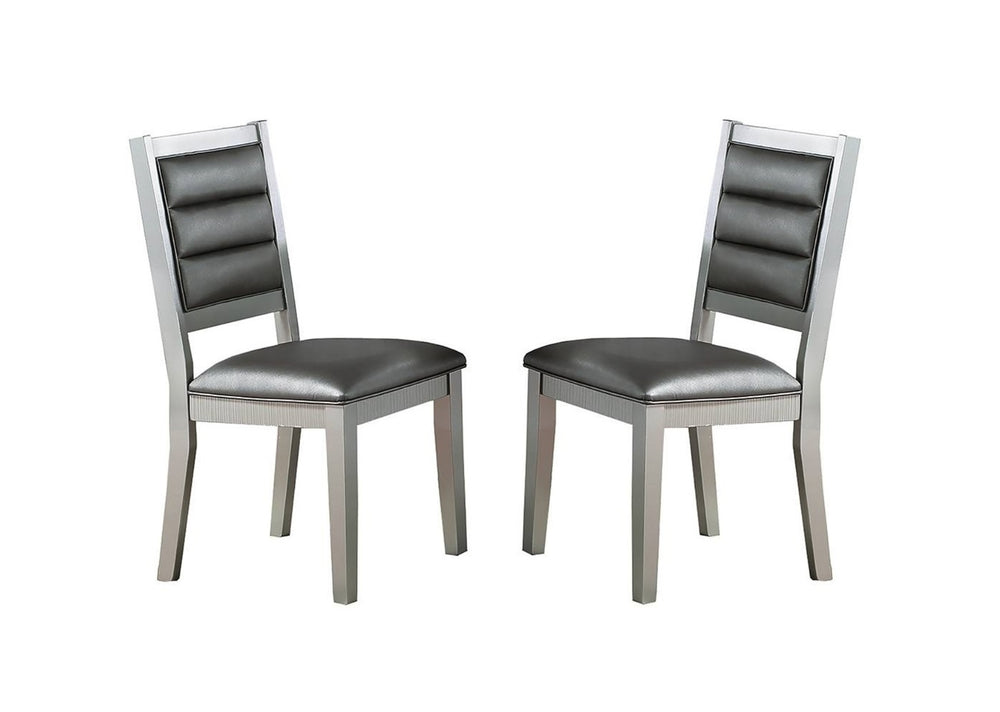 English Elm Contemporary Elegant Tufted Cushion Back Dining Chairs Set of 2 Faux Leather Plush Seat Silverwood B011P233652