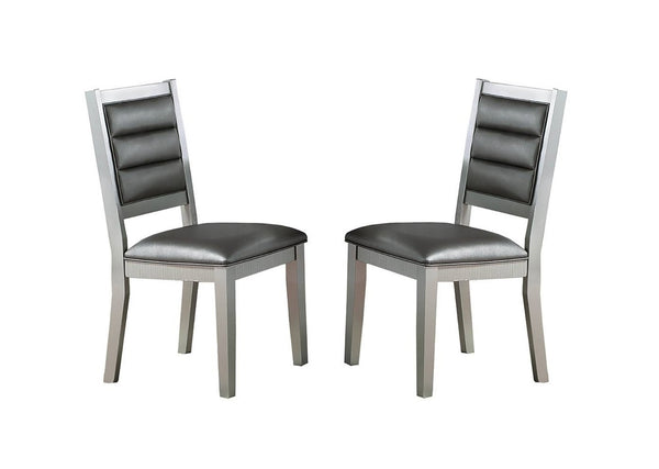 English Elm Contemporary Elegant Tufted Cushion Back Dining Chairs Set of 2 Faux Leather Plush Seat Silverwood B011P233652