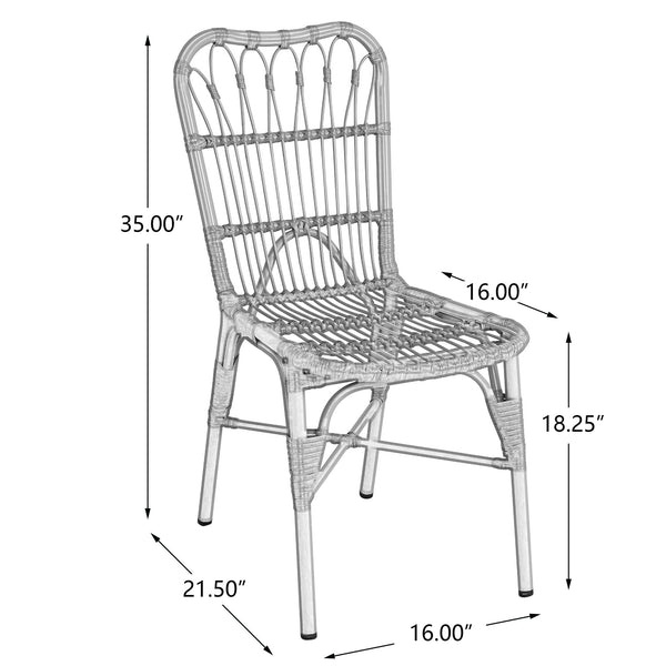English Elm 5 Piece Outdoor Dining Set Acacia Wood Table Woven Rattan Chairs Patio Backyard N762S000013AAN