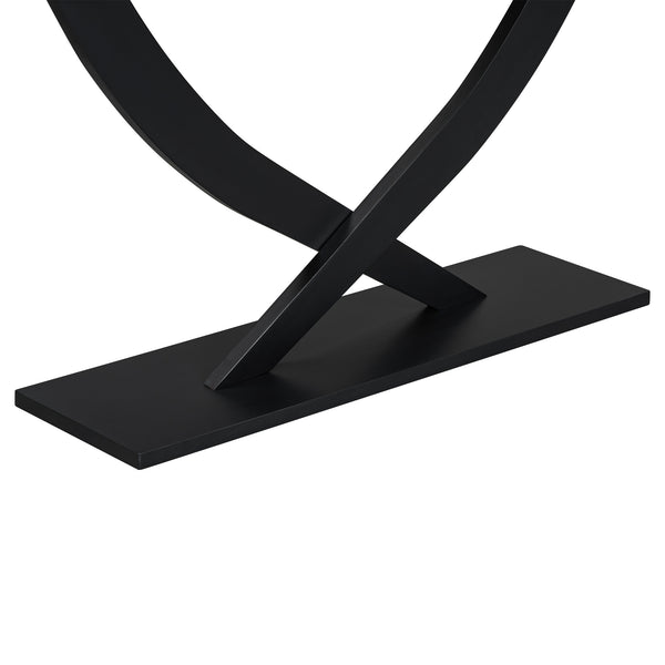 English Elm Mirod 57 Inch Acacia Veneer Console Table with Cross Leg Base for Entryway Black N760P214643B