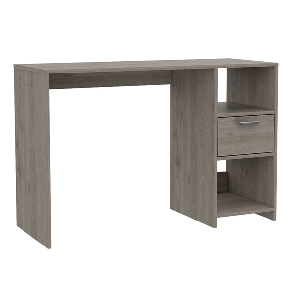 English Elm Omma Grey Computer Desk with Spacious 43.3" Worksurface, One Drawer & Two Open Shelves for Storage and Decor B200P188826
