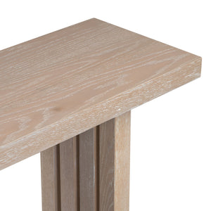 English Elm U_style Oak Veneer Console Table Sculptural Cutout Sides for Entryway or Hallway N711P241282A