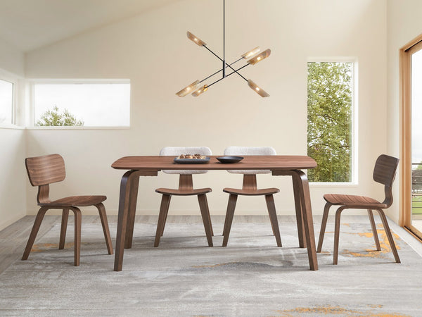 English Elm Casson Walnut 5-Piece Dining Set with Rectangular Wood Table & 2 Boucle Accent Chairs, Durable Finish B2726S00437