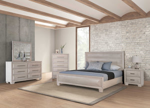 English Elm Transitional Solid Wood Nightstand with Dovetail Drawers and Felt Lining for Bedroom White Oak B2741P435294