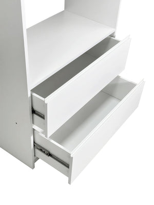 English Elm Prosper Freestanding White Wood Walk-In Closet System with Oak Finish, Modular Durable Storage Design B040S00138