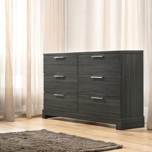 English Elm Lantha Sleek Oak Finish Dresser with Six Smooth-Glide Drawers, Wood Sled Base, Durable Dovetail Craftsmanship Gray 63 L x 18 W x 41 H B2726P257365