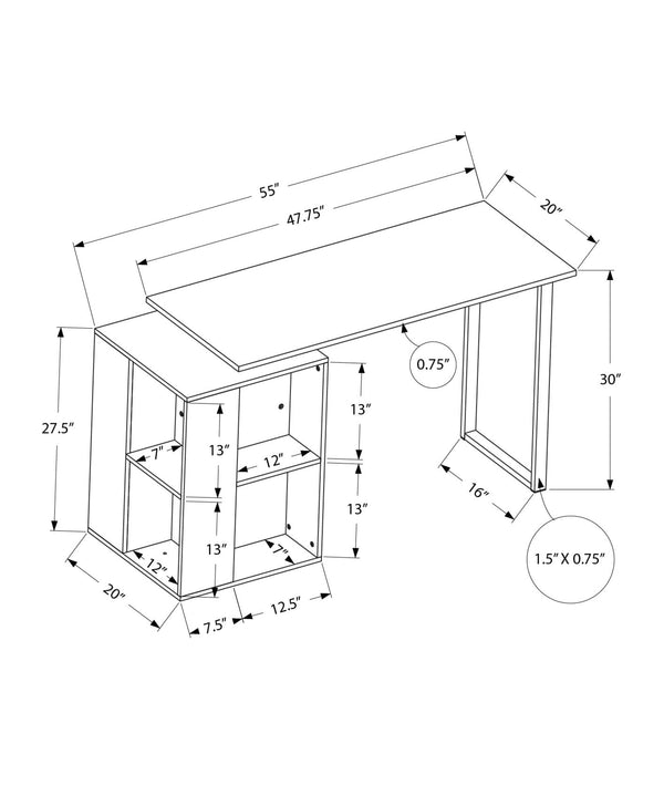 English Elm Computer Desk With Reversible Bookcase, Modern Black Laminate & Metal Frame, Perfect For Home Office B2710P221289