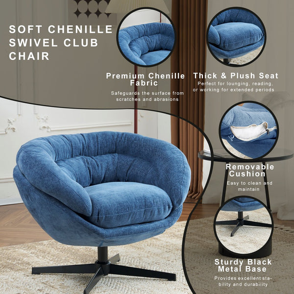 English Elm Christopher Knight Home® - Modern Chenille Office Chair 360° Swivel Accent Seat with Plush Upholstery, Compact Cozy Reading Spot Antique Navy Blue N817P207777N