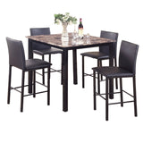 English Elm 5 Piece Citico Counter Height Metal Dinette Set With Laminated Faux Marble Top, Black