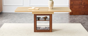 English Elm An Extendable Mdf Dining Table with Open Shelf Storage Seats up to Eight Walnut,Wood W1151S04624
