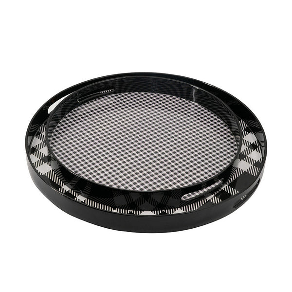 English Elm 2 Piece Nesting Round Trays Bold Plaid Print Mdf Home Organization Set B056P412607