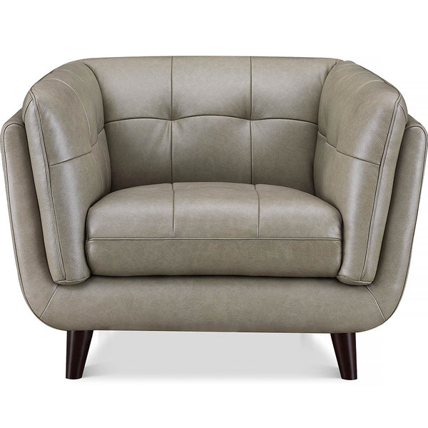 English Elm Solana Top-Grain Leather Chair in Gray — Pocket Coil Cushions, Memory Foam & Kiln-Dried Wood Frame B2705P338093