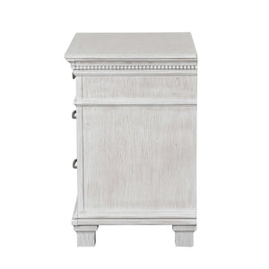 English Elm Transitional 3 Drawer Nightstand Dentil Molding Dovetail Elm Veneer Weathered Gray B2741P435891
