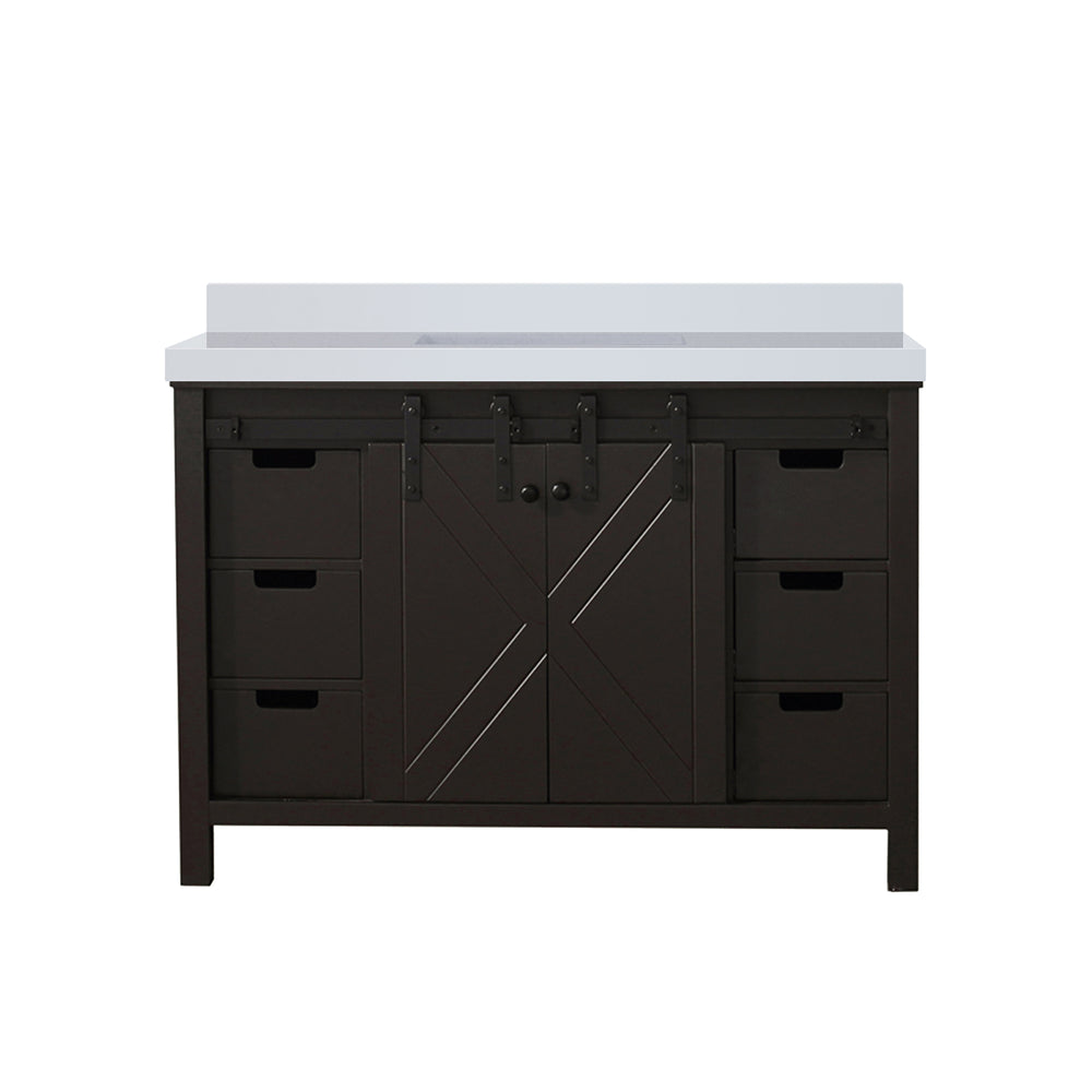 English Elm Brown Bath Vanity 48" W X 22" D – Stylish Solid Wood With Cultured Marble Countertop & Ample Storage B2731P260121