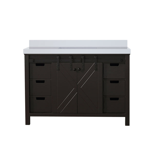 English Elm Brown Bath Vanity 48" W X 22" D – Stylish Solid Wood With Cultured Marble Countertop & Ample Storage B2731P260121