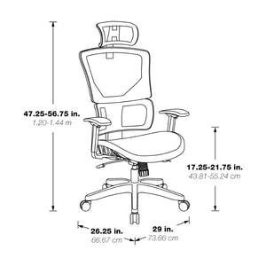 OSP Home Furnishings Vertical Matrix Breathable Ergonomic Office Chair with Lumbar Support and Adjustable Headrest And 639-T11N48PHX