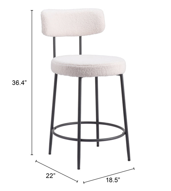 Blanca Counter Stool - Set of 2 Ivory 109739 Zuo Modern