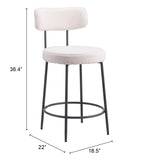 Blanca Counter Stool - Set of 2 Ivory 109739 Zuo Modern