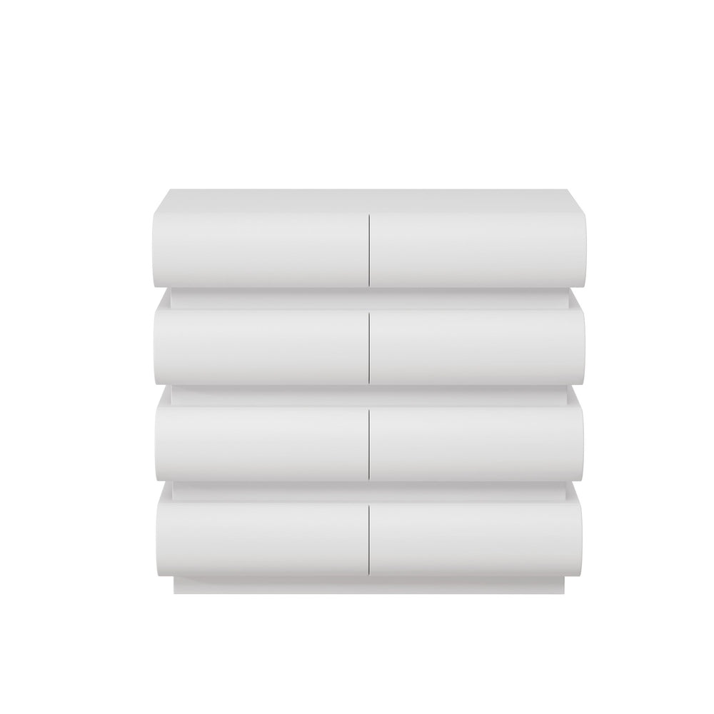 English Elm 8 Modern 8-Drawer Dresser for Bedroom with Handle-Free Design, Spacious Chest for Organized Living White W757P235729