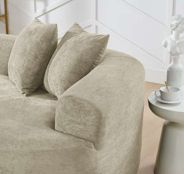 English Elm Modern Chenille Cloud Sectional Sofa Curved 4 Seat Living Room Couch Ready to Use Camel W1413S00132