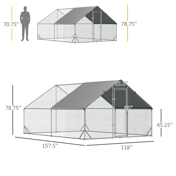 English Elm Outdoor Galvanized Steel Walk-in Chicken Run with Pe Cover for up to 12 Birds T3971P433883