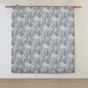 JLA Home Madison Park - 3 Piece Floral Cotton Duvet Cover Set — Breathable Blue, Navy & Taupe Botanical Print, Button Closure, OEKO-TEX MP12-8369