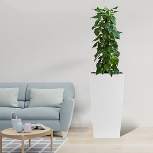 English Elm 30 Inch Tall Faux Rattan Planter Self Watering Outdoor Indoor Patio Garden Pot White W3213P325513