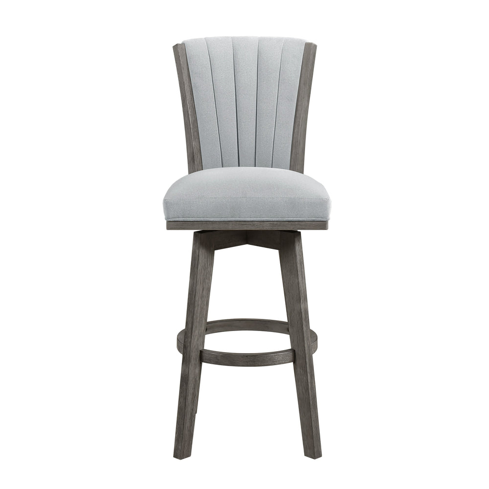English Elm Gray Pub Height Swivel Chairs Set Of 2 - Soft Velvet Upholstered Dining Seats With Solid Wood Frame B011P220998