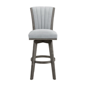 English Elm Gray Pub Height Swivel Chairs Set Of 2 - Soft Velvet Upholstered Dining Seats With Solid Wood Frame B011P220998