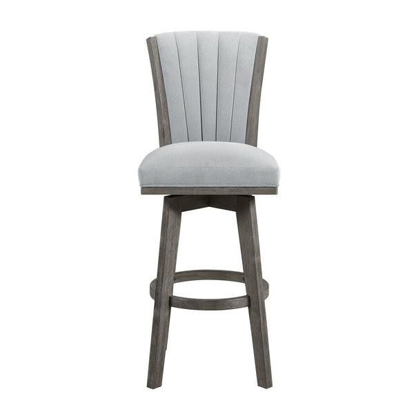 English Elm Gray Pub Height Swivel Chairs Set Of 2 - Soft Velvet Upholstered Dining Seats With Solid Wood Frame B011P220998