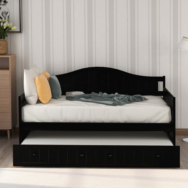 English Elm Twin Cottage Beadboard Daybed with Pull Out Trundle Solid Pine Guest Room Frame N708P357100P