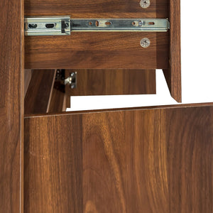 English Elm Kitchen Walnut Buffet Cabinet with Wine Rack Open Shelving Drawers and Closed Storage W331P425319
